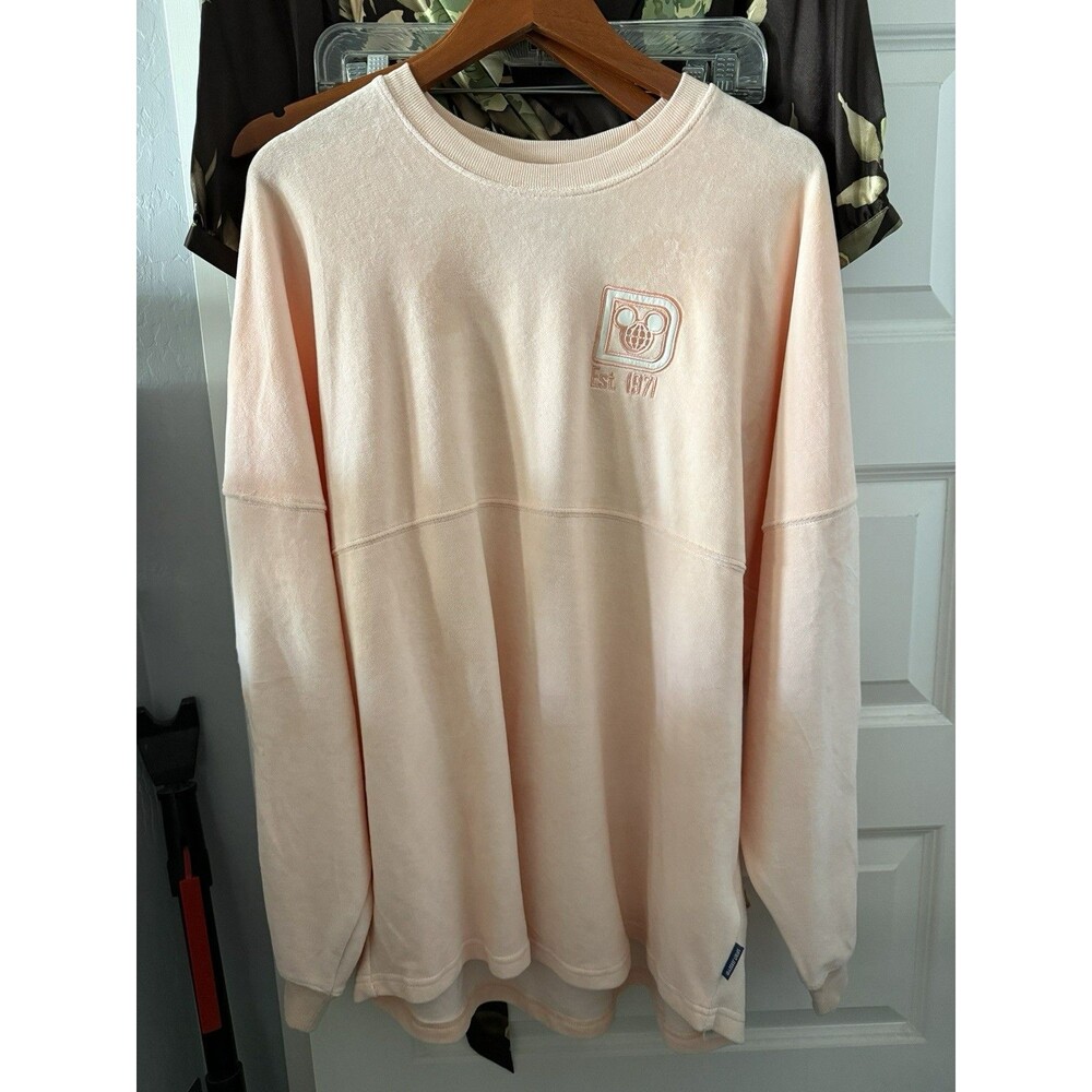 NWT Disney Spirit Jersey Peach Velour Floral Embroidered Top Women's Large